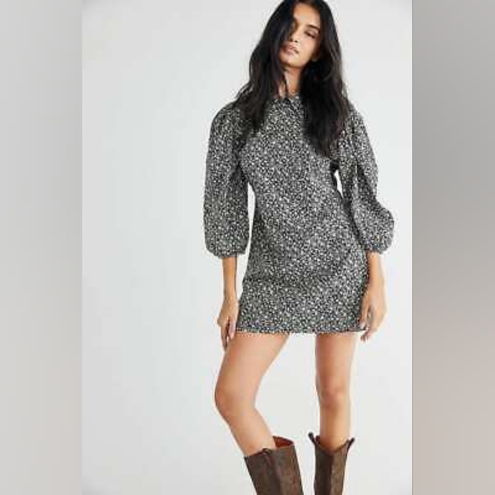 Free people floral collared mini dress